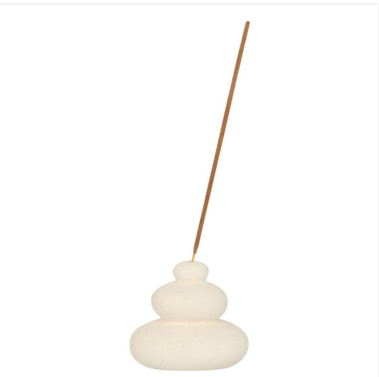 Cream speckle balance stone incense holder