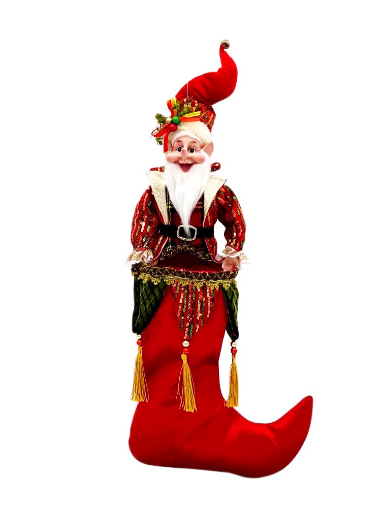 50cm Hanging Elf Stocking Red
