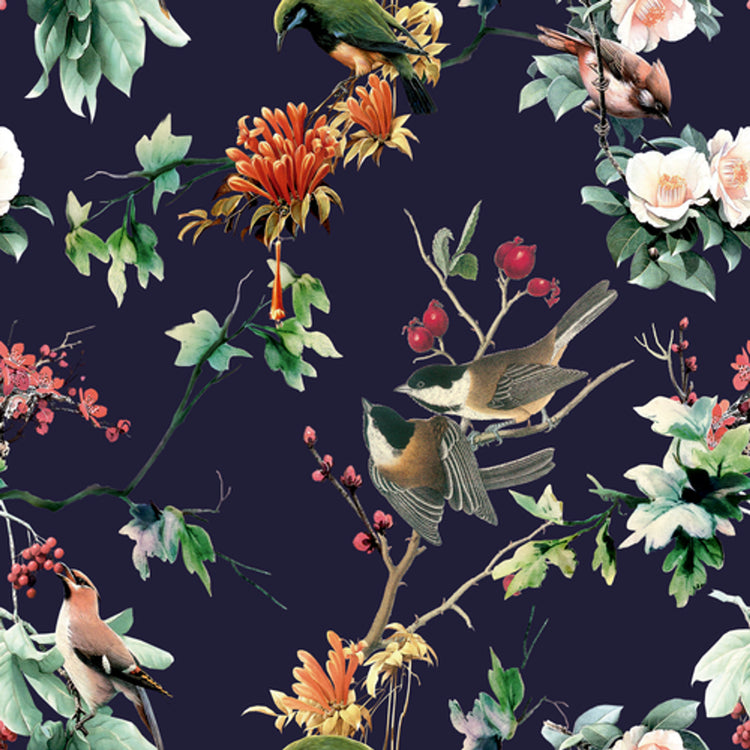 Botanical Birds Navy Kimono