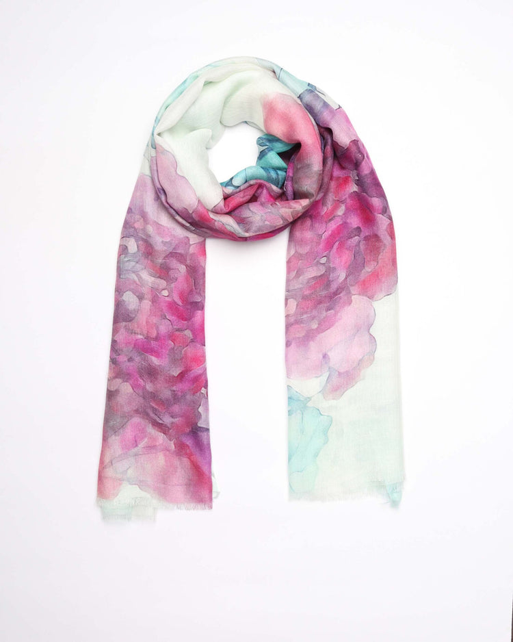 Scarf - Pink Floral Modal Silk Designer Scarf SK 338