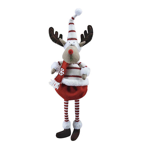 Sitting Reindeer w/ Red & White Sweater