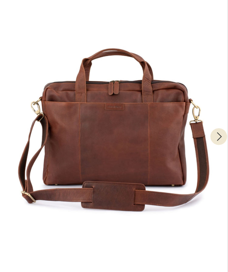 Rugged Leather Satchel -  Brown