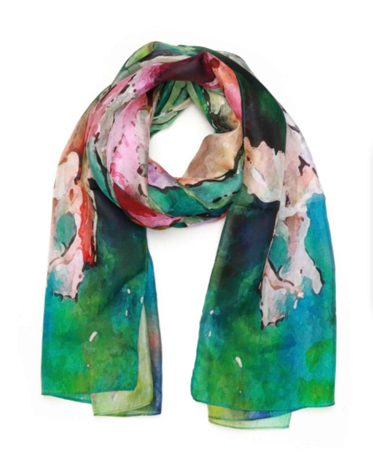Floral print, silk scarf